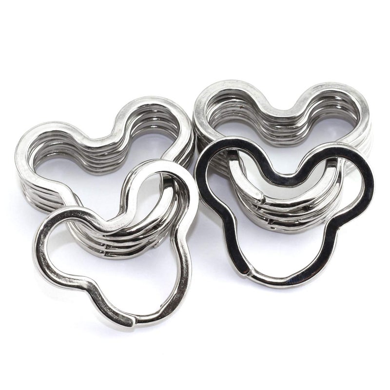 Lind Kitchen 30PCS Mickey Mouse Shape Key Rings, Crafts DIY Keychain Metal Key Rings for Home Car Office Organization, Arts Crafts Projects (Nickel) - Image 2