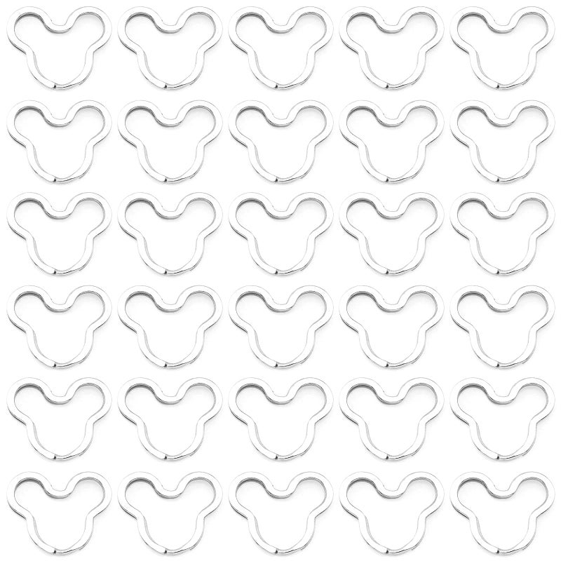 Lind Kitchen 30PCS Mickey Mouse Shape Key Rings, Crafts DIY Keychain Metal Key Rings for Home Car Office Organization, Arts Crafts Projects (Nickel) - Image 1