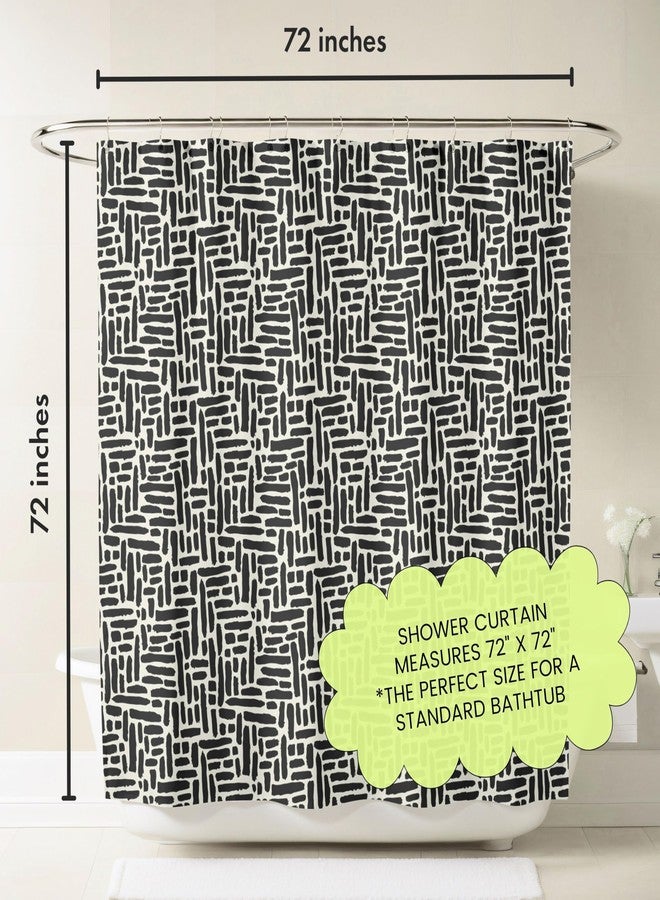 Worthwhile Goods Modern Black and Ivory Brushstroke Print Shower Curtain - Abstract Minimalist Pattern - Neutral Design - Trendy Fabric Shower Curtain for Any Bathroom - 72x72 Inches (Brushstroke) - Image 4