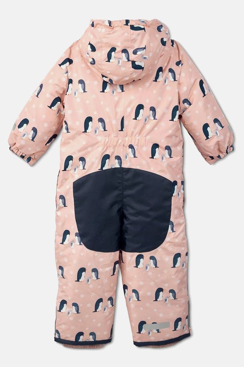 Tchibo Toddler Girl Hooded Allover Print Puffer Overall, Peach - Image 2