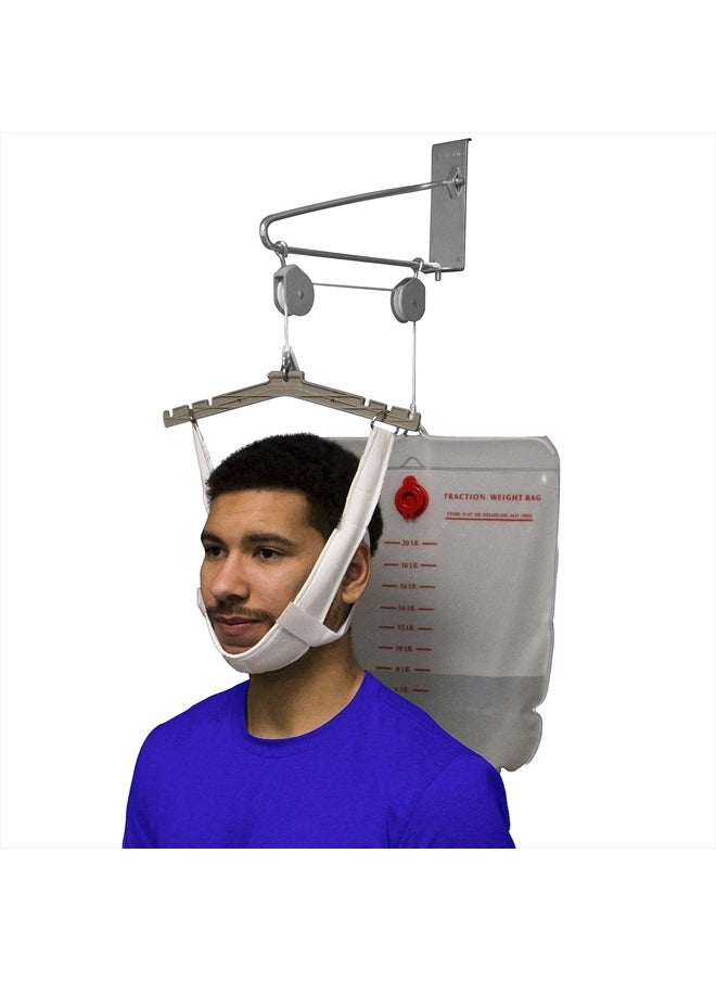 OTC Cervical Traction Kit, Neck Pain Relief, Vertebrae Disk Herniation, Complete Over Door Setup  - Image 1