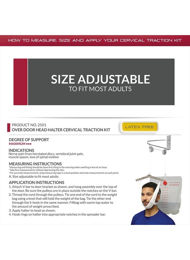 OTC Cervical Traction Kit, Neck Pain Relief, Vertebrae Disk Herniation, Complete Over Door Setup  - Image 2