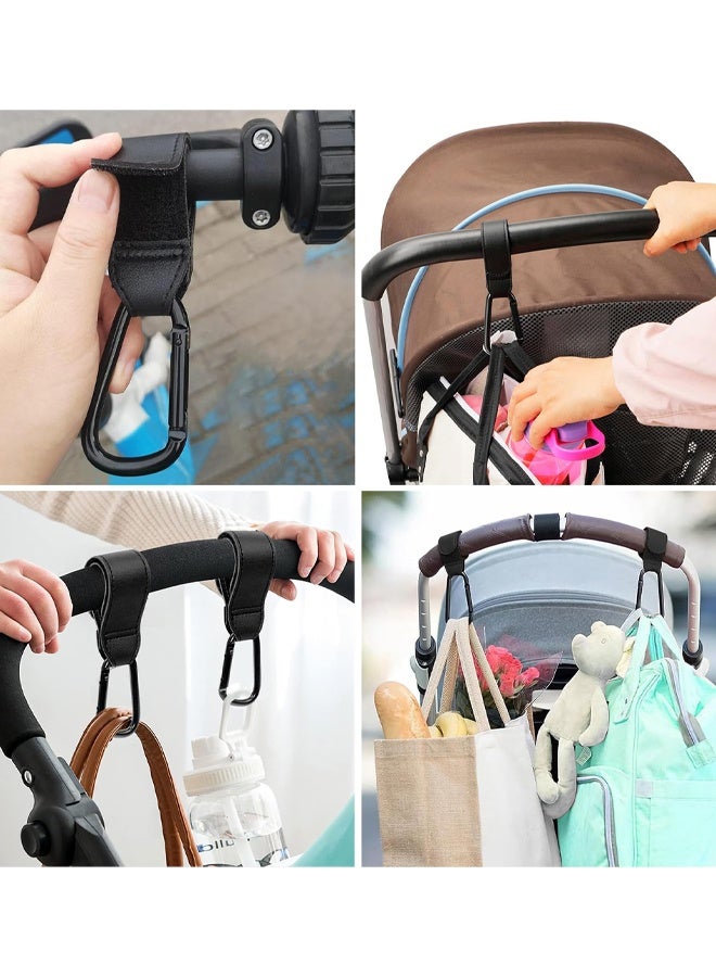 4 PCS PU Leather Adjustable Pram Hooks For Bags, Pram Clips With Anti-Slip Design, Heavy Duty Universal Stroller Clips For Diaper Bag, Pushchair, Shopping Grocery & Backpack - Image 5