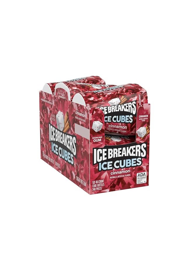 Ice breakers ICE BREAKERS ICE CUBES Cinnamon With Cooling Crystals, Made with Xylitol Sugar Free Chewing Gum Cube Bottles, 3.24 oz (6 Count, 40 Pieces)  - Image 1