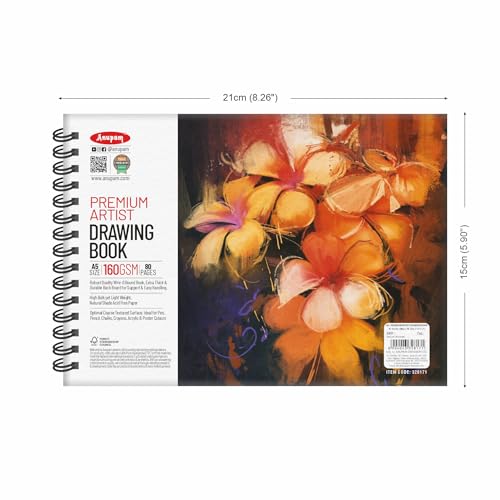 Anupam Artist Premium Drawing Book A5 | Acid-free Cartridge Paper 160GSM (40 Sheets, 80 Pages) | Spiral-Bound Sketchpad for Artists & Professionals for Marker Colored Pencil Charcoal Pastel (Set of 2) - Image 2