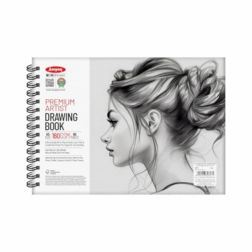 Anupam Artist Premium Drawing Book A5 | Acid-free Cartridge Paper 160GSM (40 Sheets, 80 Pages) | Spiral-Bound Sketchpad for Artists & Professionals for Marker Colored Pencil Charcoal Pastel (Set of 2) - Image 1