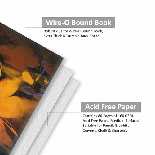 Anupam Artist Premium Drawing Book A5 | Acid-free Cartridge Paper 160GSM (40 Sheets, 80 Pages) | Spiral-Bound Sketchpad for Artists & Professionals for Marker Colored Pencil Charcoal Pastel (Set of 2) - Image 3