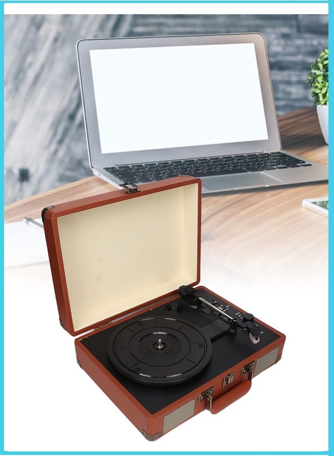Vinyl Record Player Turntable Suitcase with Multi-Function Bluetooth FM Radio 3 Speed Retro Portable Suitcase Record Player with Speakers Upgraded Turntable Sound for Home - Image 1
