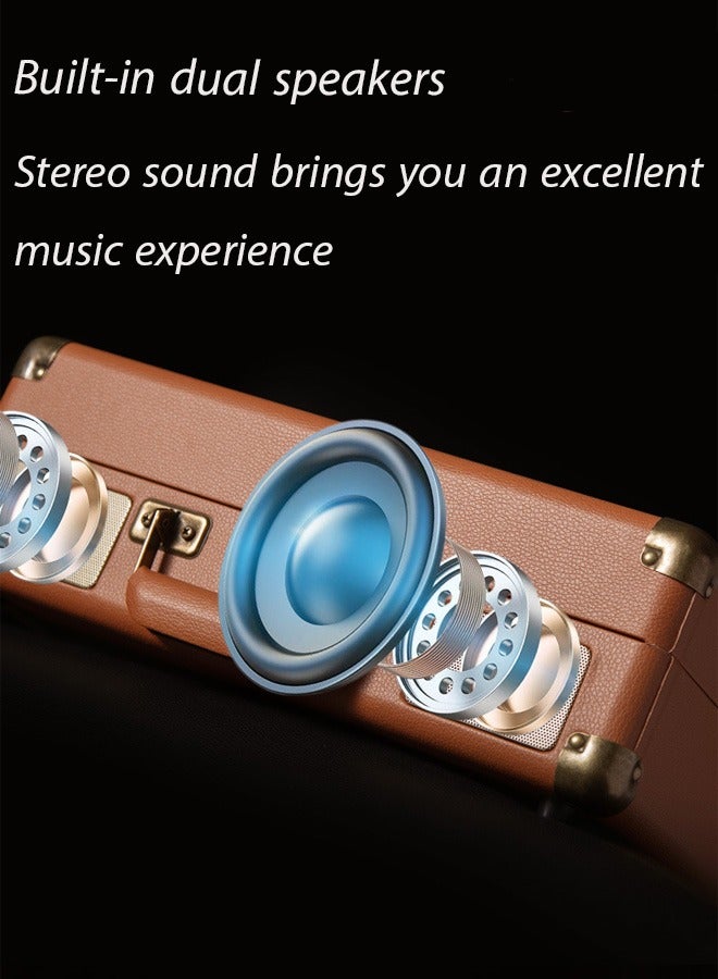 Vinyl Record Player Turntable Suitcase with Multi-Function Bluetooth FM Radio 3 Speed Retro Portable Suitcase Record Player with Speakers Upgraded Turntable Sound for Home - Image 5