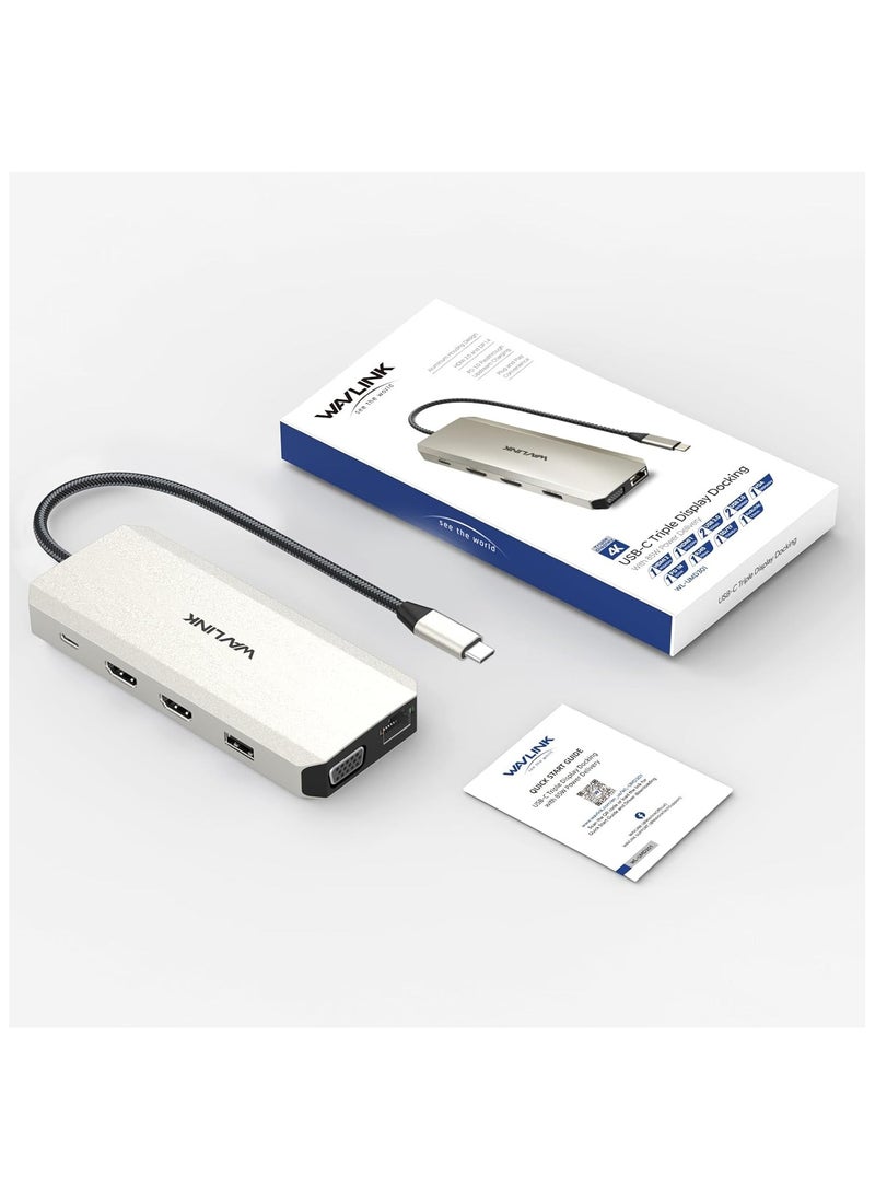 ماركة غير محددة محطة ربط USB C 12 في 1 مع شاشات مزدوجة وثلاثية HDMI، VGA، شحن PD 100W، Ethernet، 5 منافذ USB، قارئ SD/TF للماك، ديل، اتش بي، لينوفو  - Image 1
