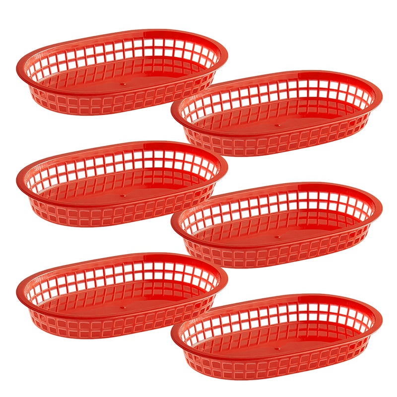 6PCS Fast Food Baskets Serving Trays for Bread Hot Dogs Burgers Basket Sandwiches Fries Tray for Parties Picnics and Outdoor Events - Image 1