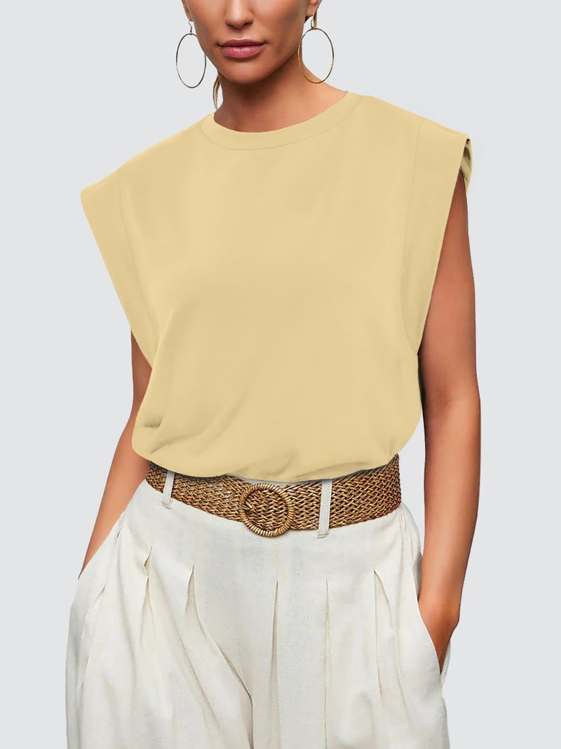 WIHOLL Tank Tops for Women Basic Tee Casual Short Sleeve T-Shirts Spring Cap Sleeve Tops Loose Fit Cotton Cruise Spring Summer Outfits Beach Vacation Clothes 2026 Pale Yellow L - Image 2