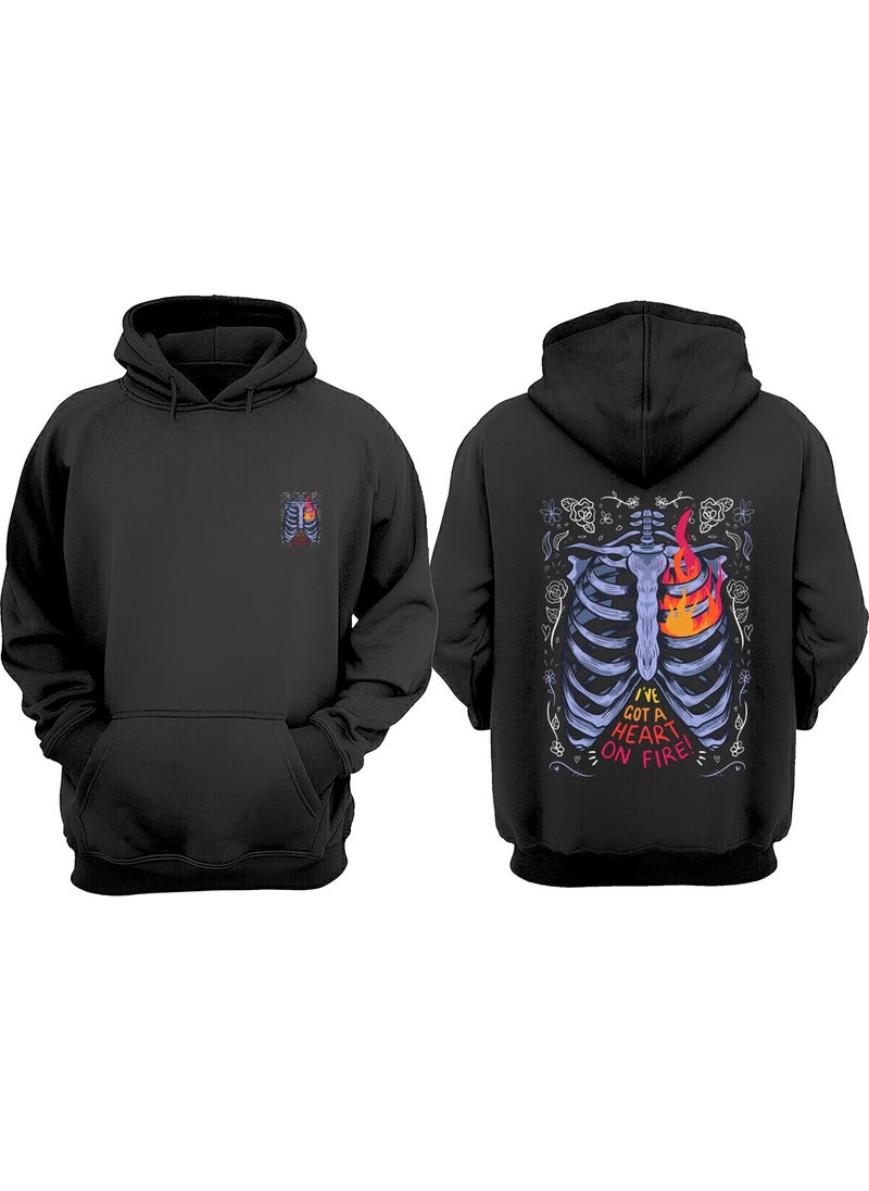 The Wert - Unisex I and Got A Heart On Fire Design Front Back Printed Regular Fit Black Sweatshirt - Image 1