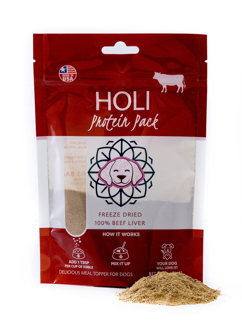 HOLI Beef Liver Dog Food Topper - Single Ingredient, Human-Grade - Freeze Dried Protein and Flavor Enhancer for Picky Dogs – Grain Free – 100% All Natural - 2oz - Image 1