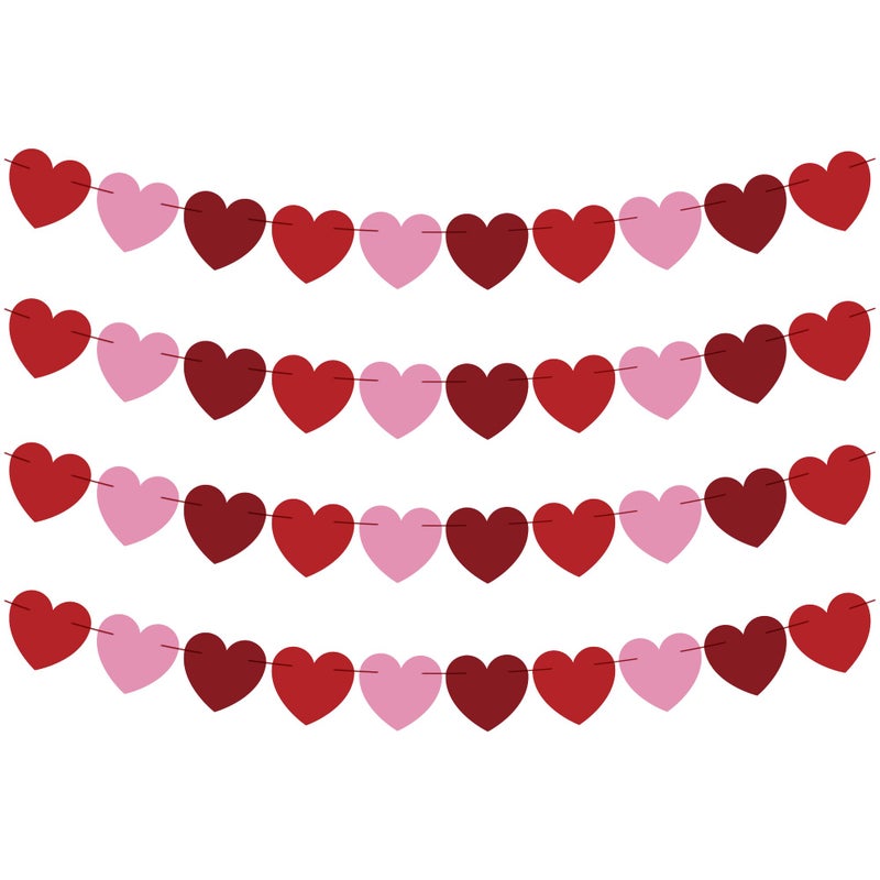 OHOME Valentines Day Decorations  Heart Valentines Garland  40 Pack Valentines Day Backdrop Banner Valentines Day Accessories Party Favors for Door Wall Classroom School HomeValentines Day Decor