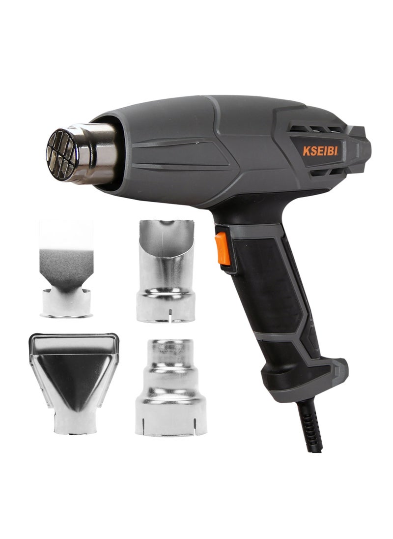 KSEIBI - Heat Gun, 2000W Hot Air Gun Kit with 4 Nozzles 400°C/600°C Fast Heating Variable Temp Control, Great for Soften paint, Caulking, Adhesive, Putty Removal, Shrink Wrap, Bend Plastic Pipes. - Image 1