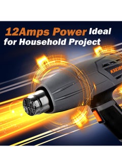 KSEIBI Heat Gun, 2000W Hot Air Gun Kit with 4 Nozzles 400°C/600°C Fast Heating Variable Temp Control, Great for Soften paint, Caulking, Adhesive, Putty Removal, Shrink Wrap, Bend Plastic Pipes.  - Image 2