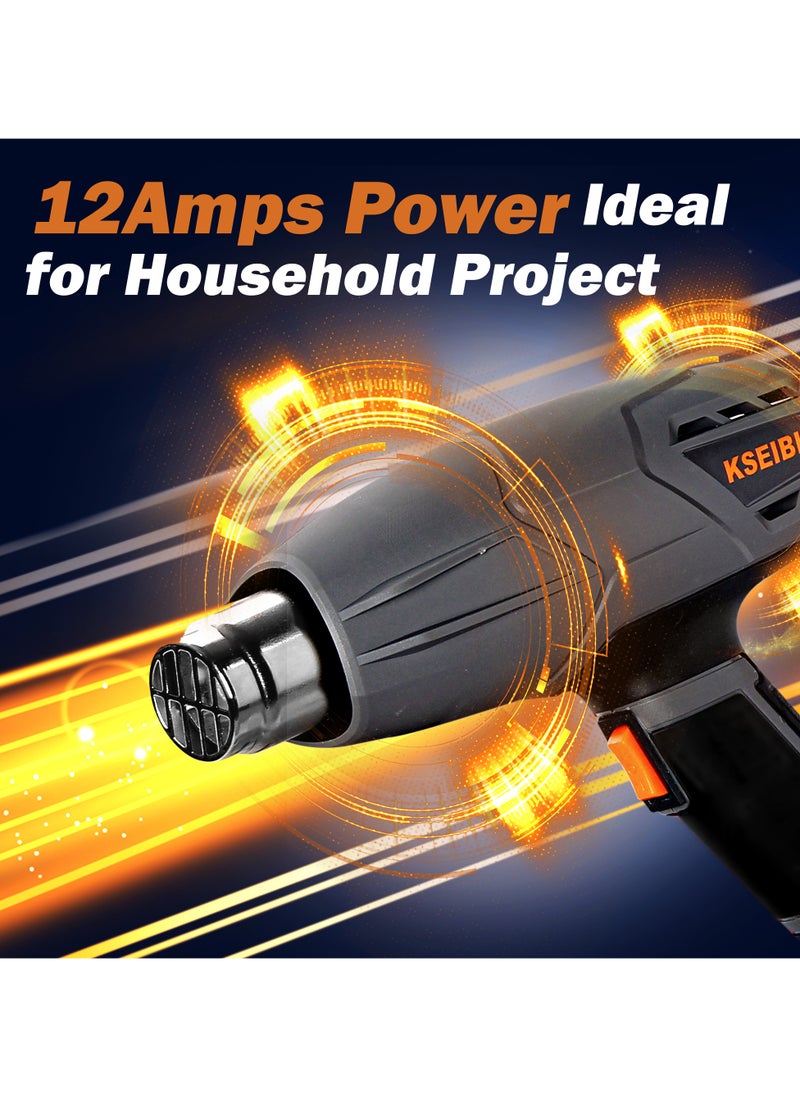 KSEIBI - Heat Gun, 2000W Hot Air Gun Kit with 4 Nozzles 400°C/600°C Fast Heating Variable Temp Control, Great for Soften paint, Caulking, Adhesive, Putty Removal, Shrink Wrap, Bend Plastic Pipes. - Image 1