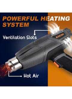 KSEIBI Heat Gun, 2000W Hot Air Gun Kit with 4 Nozzles 400°C/600°C Fast Heating Variable Temp Control, Great for Soften paint, Caulking, Adhesive, Putty Removal, Shrink Wrap, Bend Plastic Pipes.  - Image 3