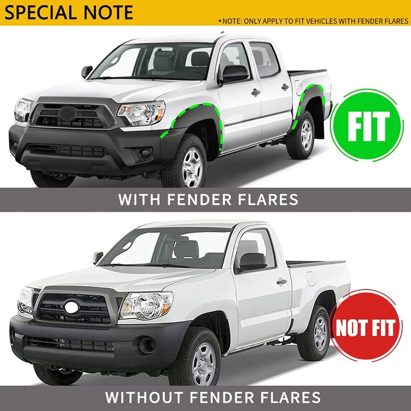 YHTAUTO Set of 4 Mud Flaps Splash Guards Accessories Replacement for Toyota Tacoma 2005-2015 Pickup, Mini Passenger Van V6 3.6L, with Factory Fender Flares, Front and Rear LH RH, Black - Image 2