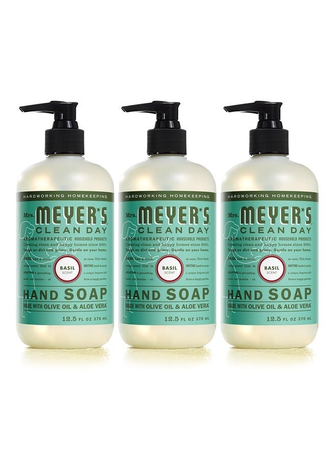 Mrs. Meyer's Clean Day Hand Soap, Made with Essential Oils, Biodegradable Formula, Basil, 12.5 fl. oz - Pack of 3  - Image 1