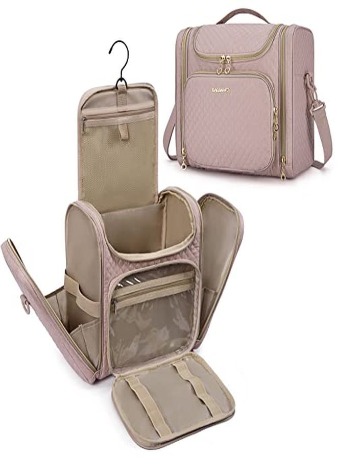 BAGSMART Bag, Bagsmart Travel Toiletry Bag For Women, Water-Resistant Cosmetic Makeup Bag, Large Capacity Travel Organizer For Full Sized Toiletries And Cosmetics, Pink - Image 1