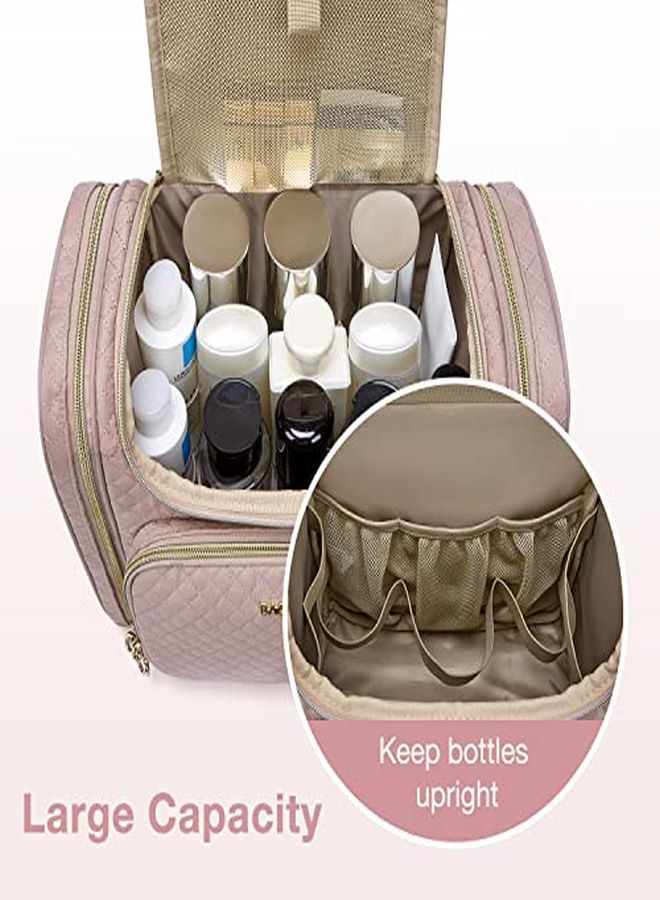 BAGSMART Bag, Bagsmart Travel Toiletry Bag For Women, Water-Resistant Cosmetic Makeup Bag, Large Capacity Travel Organizer For Full Sized Toiletries And Cosmetics, Pink - Image 4