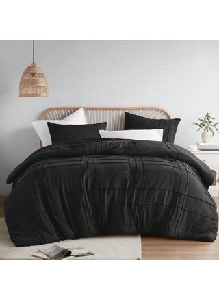 Comfort Spaces Black Cal King Size Comforter Set - 3 Piece Pintuck Pleated Bedding Set  All Season Lightweight  Extra Softness Pre-Washed Microfiber Bed Set  Shams - pzsku/Z1F2A1E8FABD2595DF535Z/45/1749668140/b28d5610-c2e2-48ce-b403-5677f3ea1bae