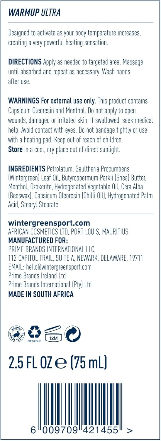 Wintergreen Muscle Warmup Lotion 25 oz  PreWorkout Heating Rub with Menthol and Capsicum Heats and Relaxes Before Training Body Gel for Athletes - Image 2