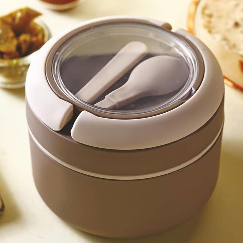 QUALIZA Ribbon Insulated high Inner Stainless Steel Lunch Box Air TightLeak ProofTiffinKids SchoolCollege Office600 ml - Image 1