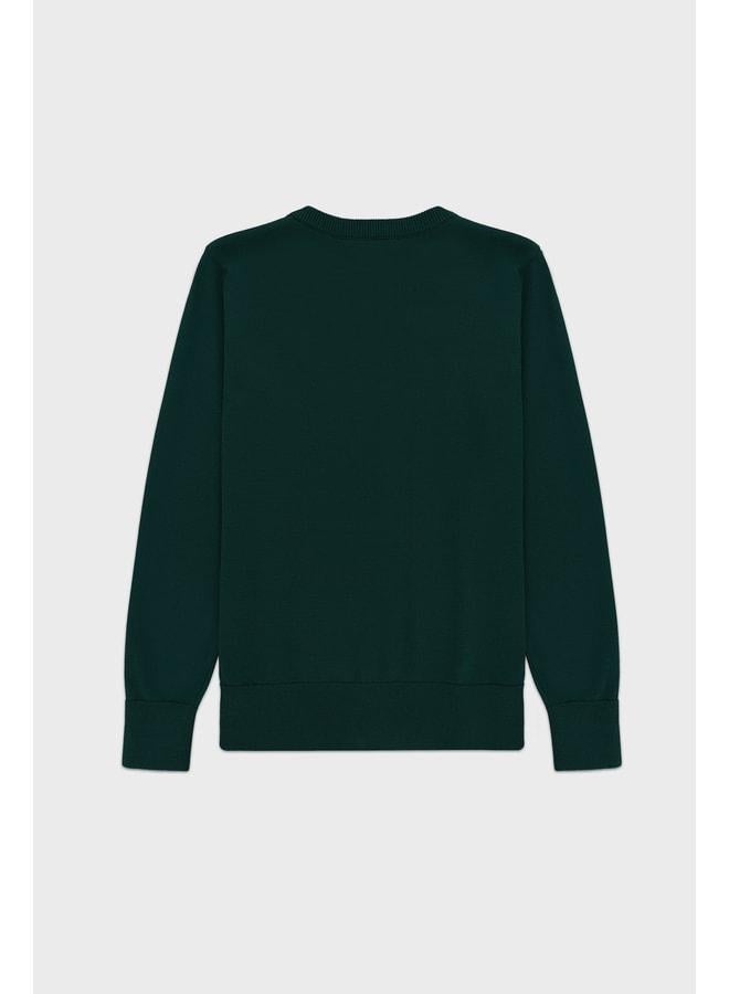 Mısırlı 1951 Emerald Green Buttoned Bike-Neck Women's Cardigan - Image 3