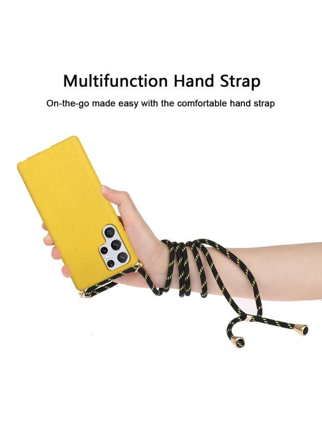 erorex Case For Samsung Galaxy S25 Ultra 5G Wheat Straw Material Hybrid TPU Phone Case with Lanyard - Image 3