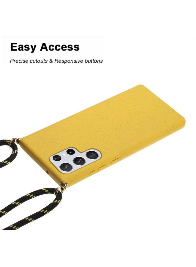 erorex Case For Samsung Galaxy S25 Ultra 5G Wheat Straw Material Hybrid TPU Phone Case with Lanyard - Image 2