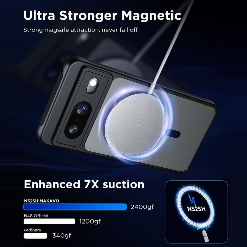 HuHa Protective Cover For Google Pixel 9 MagSafe Ultra-thin Translucent PC+TPU Phone Case(Black) - Image 3