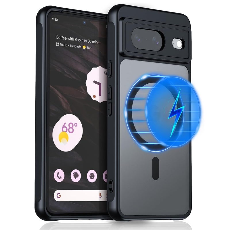 HuHa Protective Cover For Google Pixel 9 MagSafe Ultra-thin Translucent PC+TPU Phone Case(Black) - Image 1