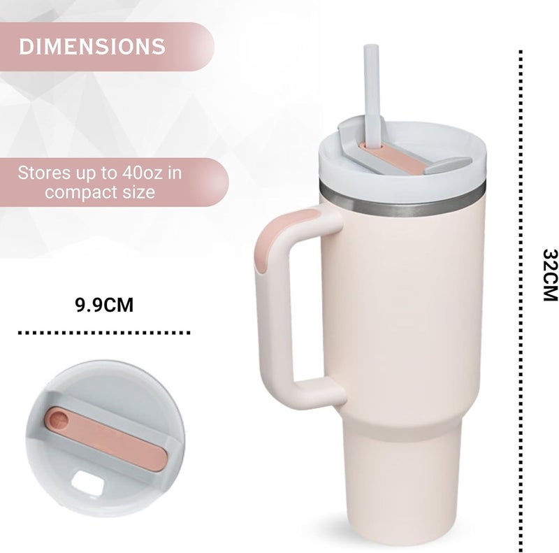 BIYALI Tumbler with Handle Straw Lid Double Wall Stainless Steel Travel Cup Reusable Durable Water Bottle for Coffee Iced Tea Gym Yoga BPAFree 1200ml Multicolor - Image 2