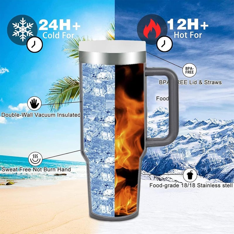 BIYALI Tumbler with Handle Straw Lid Double Wall Stainless Steel Travel Cup Reusable Durable Water Bottle for Coffee Iced Tea Gym Yoga BPAFree 1200ml Multicolor - Image 5