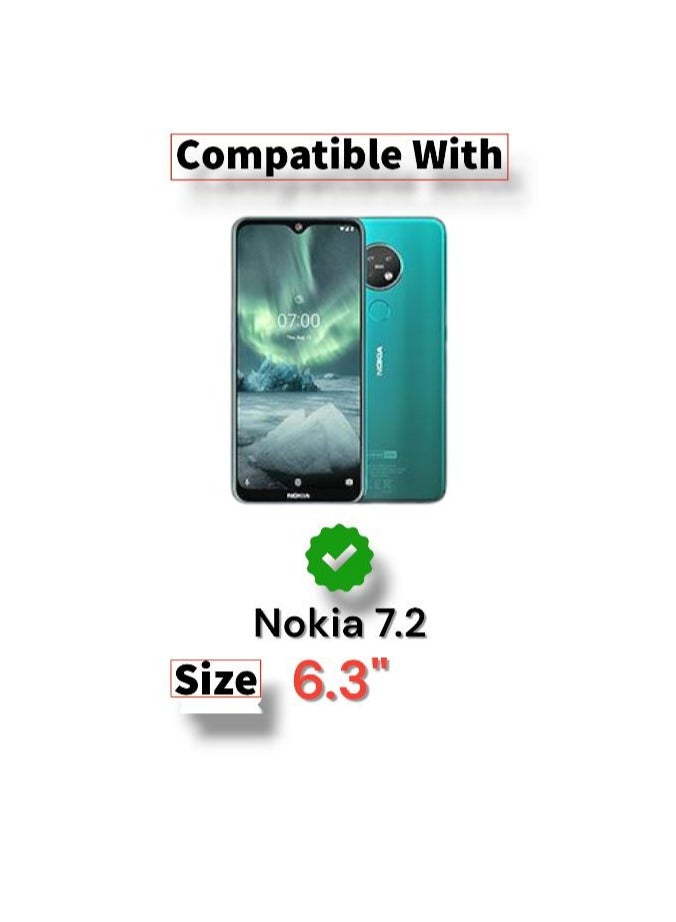 For Nokia 7.2 Two-line design Flip Leather Wallet Card Slot Case with Kickstand,Strap Magnetic Closure,Included Internal Tpu Silicone Case,Compatible with Nokia 7.2 (6.3'') (Black)  - Image 5