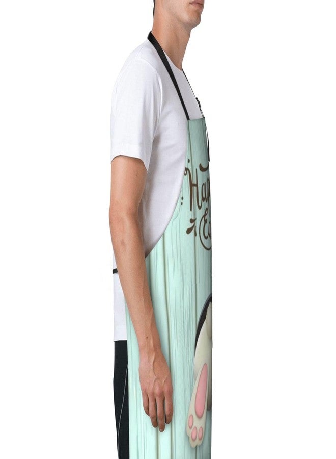 ASYG Cute Easter Rabbit & Eggs Apron Adjustable with 2 Pockets Bunny Easter Gift Kitchen Baking Gardening Work Apron - Image 4