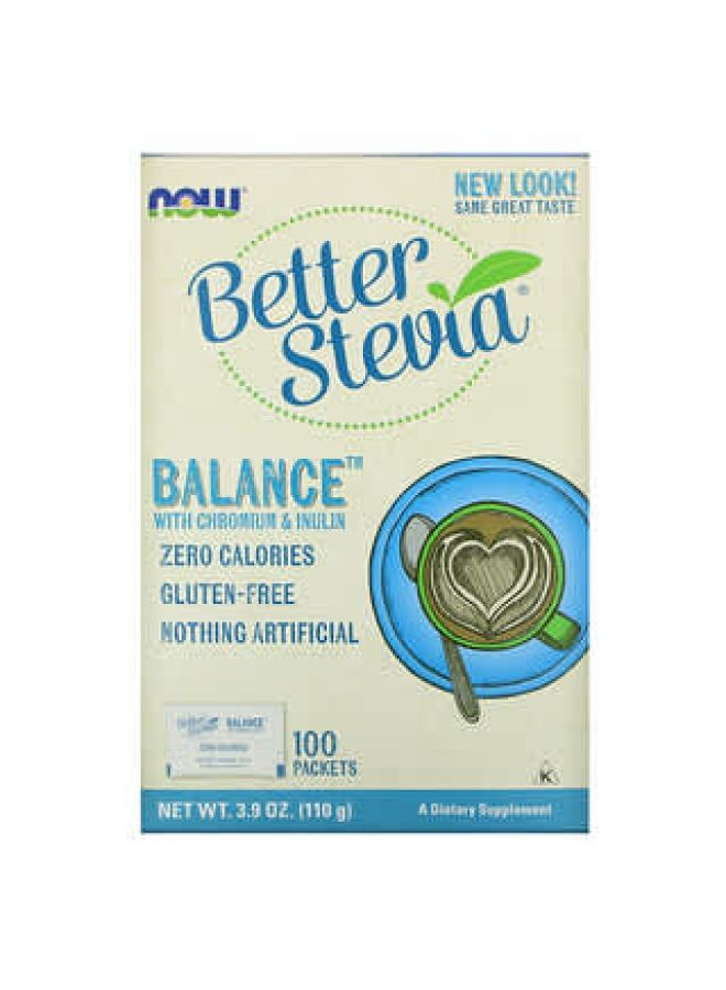 Now Foods NOW Foods, Better Stevia, Balance with Chromium & Inulin, 100 Packets, (1.1 g) Each  - Image 2