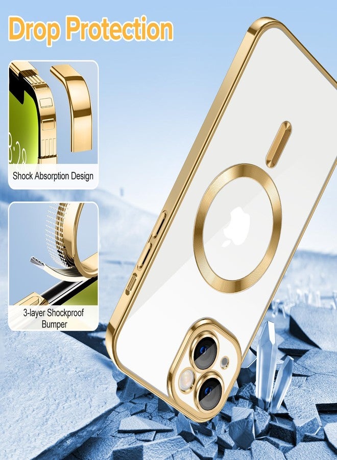 Hython Magnetic Clear for iPhone 14 Case with Camera Lens Protector [Compatible with MagSafe] Luxury Plating Edge Slim Soft TPU Cover Protective Phone Case for iPhone 14 6.1", Gold - Image 5