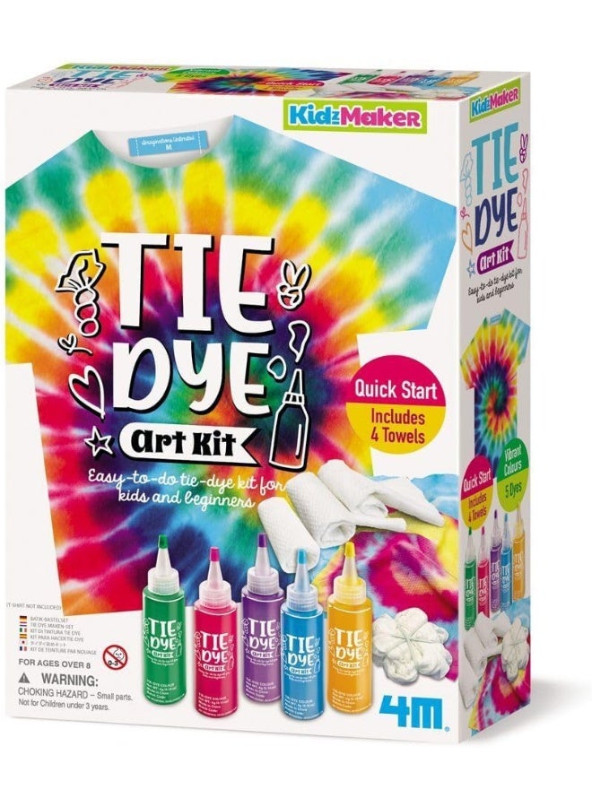 4m 4M 404787 KidzMaker Arts and Crafts 8+ | Easy Kit for Kids and Beginners | Includes Tie Dye Bottles and 4 Towels, Multi Coloured - Image 1