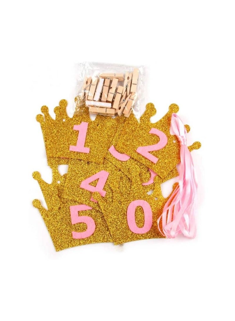 وي هابي لافتة بإطار صور لحفلة عيد ميلاد الطفل التاج الرقمي اللامع - Image 3