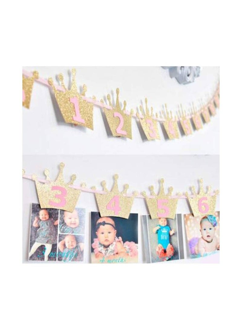 وي هابي لافتة بإطار صور لحفلة عيد ميلاد الطفل التاج الرقمي اللامع - Image 5