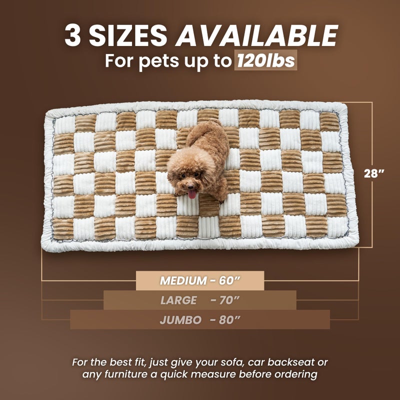 Cattasaurus Washable Pet Friendly Couch Covers for 3 Cushion Sofa, Comfort Cat Beds for Indoor Cats, Cozy Kitten Bed, Super Soft Plush Pet Bed for Cat/Dog with Anti-Slip Bottom (Large, Light Brown) - Image 2