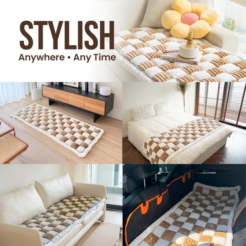 Cattasaurus Washable Pet Friendly Couch Covers for 3 Cushion Sofa, Comfort Cat Beds for Indoor Cats, Cozy Kitten Bed, Super Soft Plush Pet Bed for Cat/Dog with Anti-Slip Bottom (Large, Light Brown) - Image 4