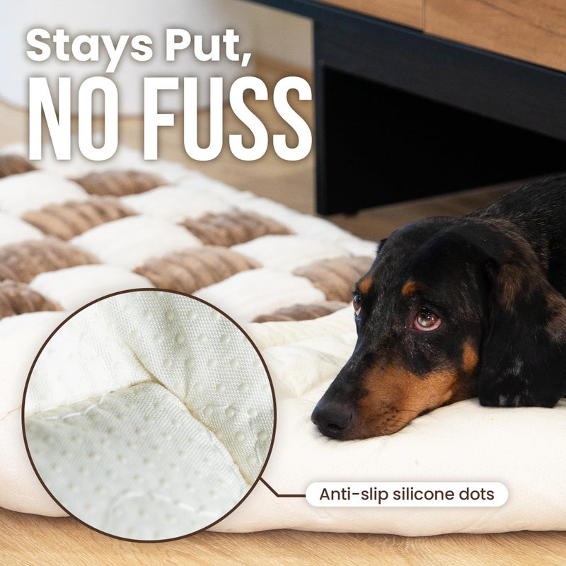Cattasaurus Washable Pet Friendly Couch Covers for 3 Cushion Sofa, Comfort Cat Beds for Indoor Cats, Cozy Kitten Bed, Super Soft Plush Pet Bed for Cat/Dog with Anti-Slip Bottom (Large, Light Brown) - Image 5