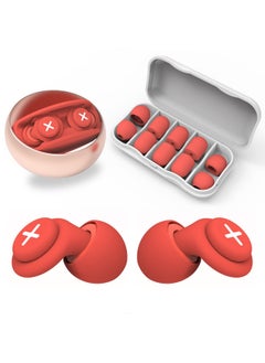 Noise Cancelling Reusable Hearing Protection Flexible Silicone Ear Plugs-40 Db For Sleeping, Traveling, Red