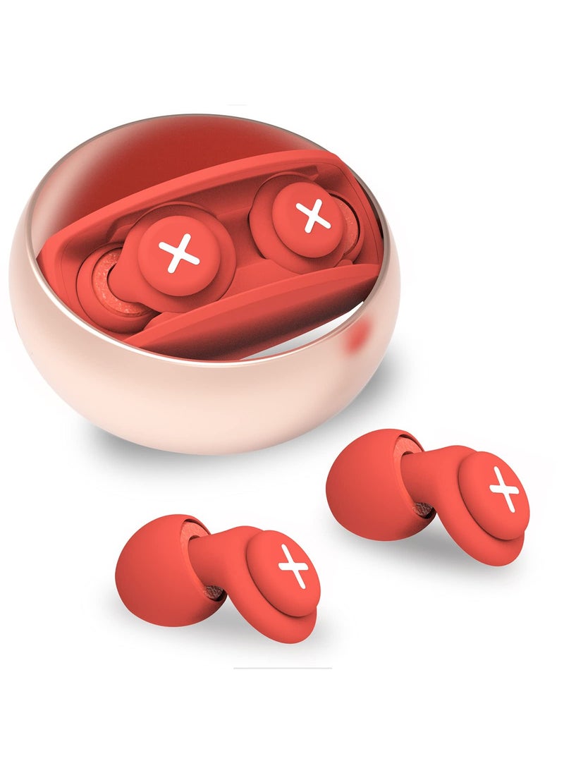 SYOSI - Noise Cancelling Reusable Hearing Protection Flexible Silicone Ear Plugs-40 Db For Sleeping, Traveling, Red - Image 1
