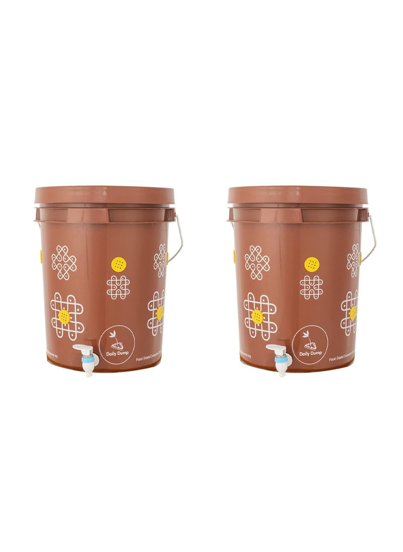 Daily Dump Chomp Double Aerobic Compost Kit 20 L x 2 I Easy Smellfree l For Converting All Kinds of Kitchen Food Waste into Fertilizer Manure